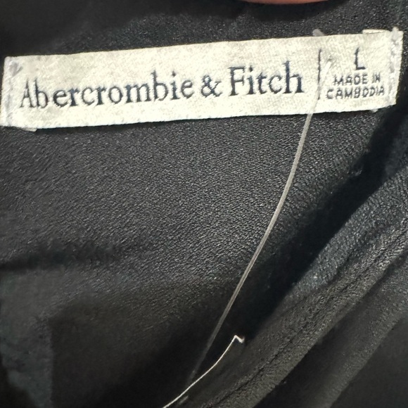 Abercrombie & Fitch Black Ruched Midi Dress Size Large - Picture 3 of 4